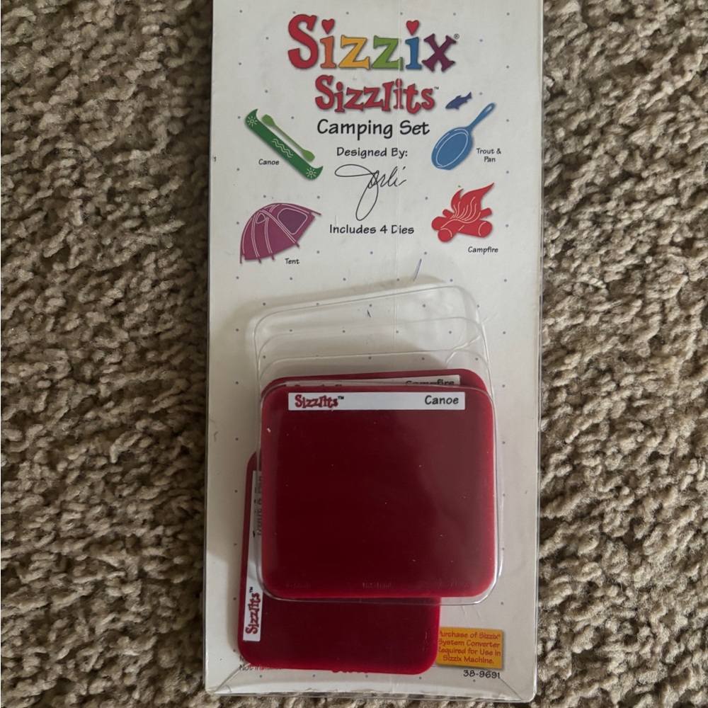 Sizzix Red Camping Die Set - Canoe, Tent, Pan & Campfire
